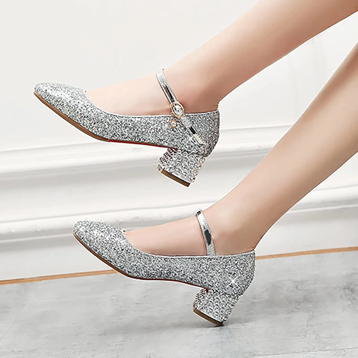 Toddler Girls Shoes High Heel Girls Dress Shoes Sparkle Mary Jane Flower Girls Wedding Birthday Party Prom