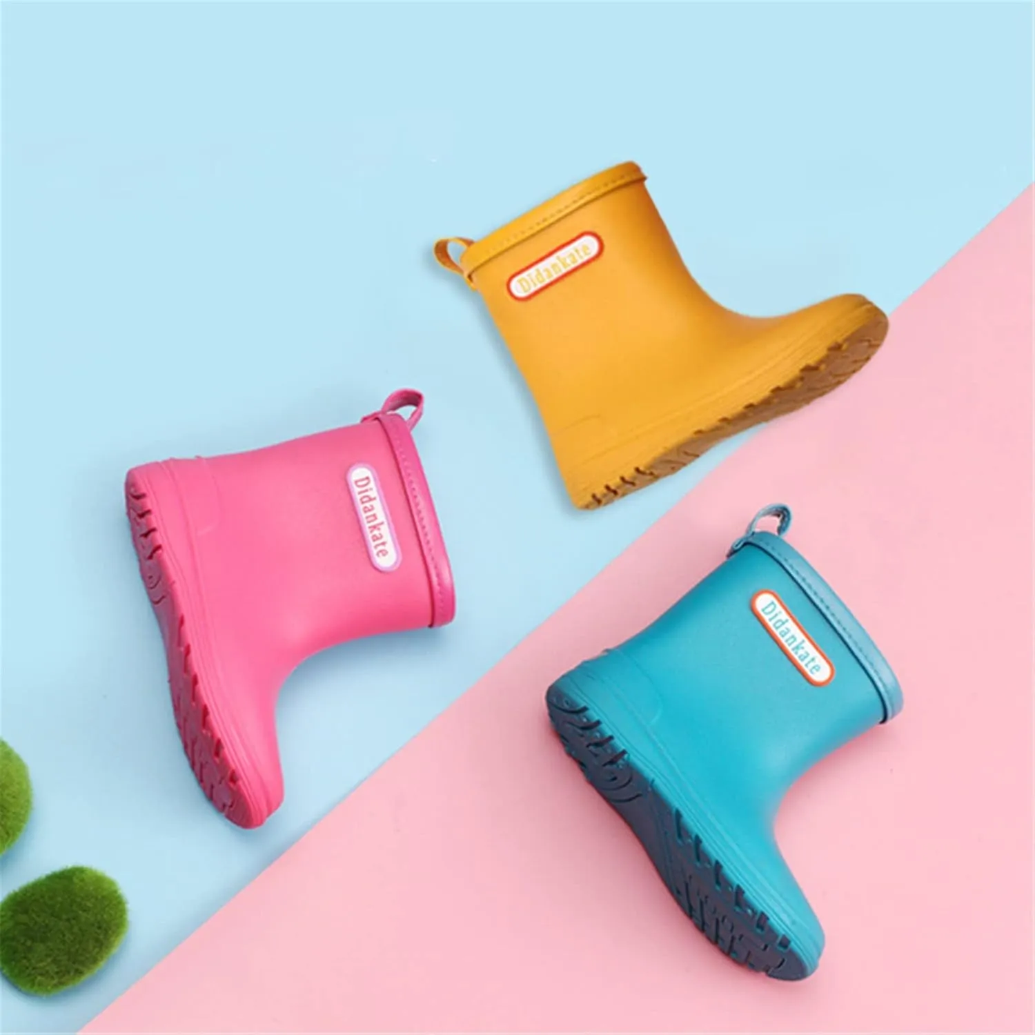 Toddler Rain Boots Easy On Mud Boots Kids Rubber Boots Lightweight Short Rain Boots Boys Waterproof Ankle Boots