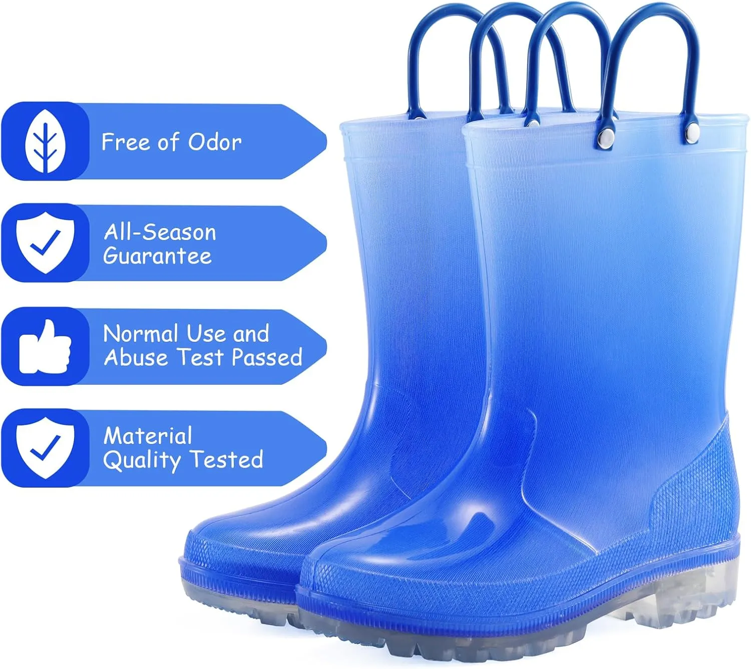 Toddler Rain Boots,Waterproof Light Up Kids Rain Boots with Easy-on Handles for Boys and Girls
