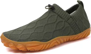 Tongzone Men's Wide Toe Box Barefoot Shoes Slip-On Running Sneakers Trail-Runners Zero Drop Sole Walking Shoes