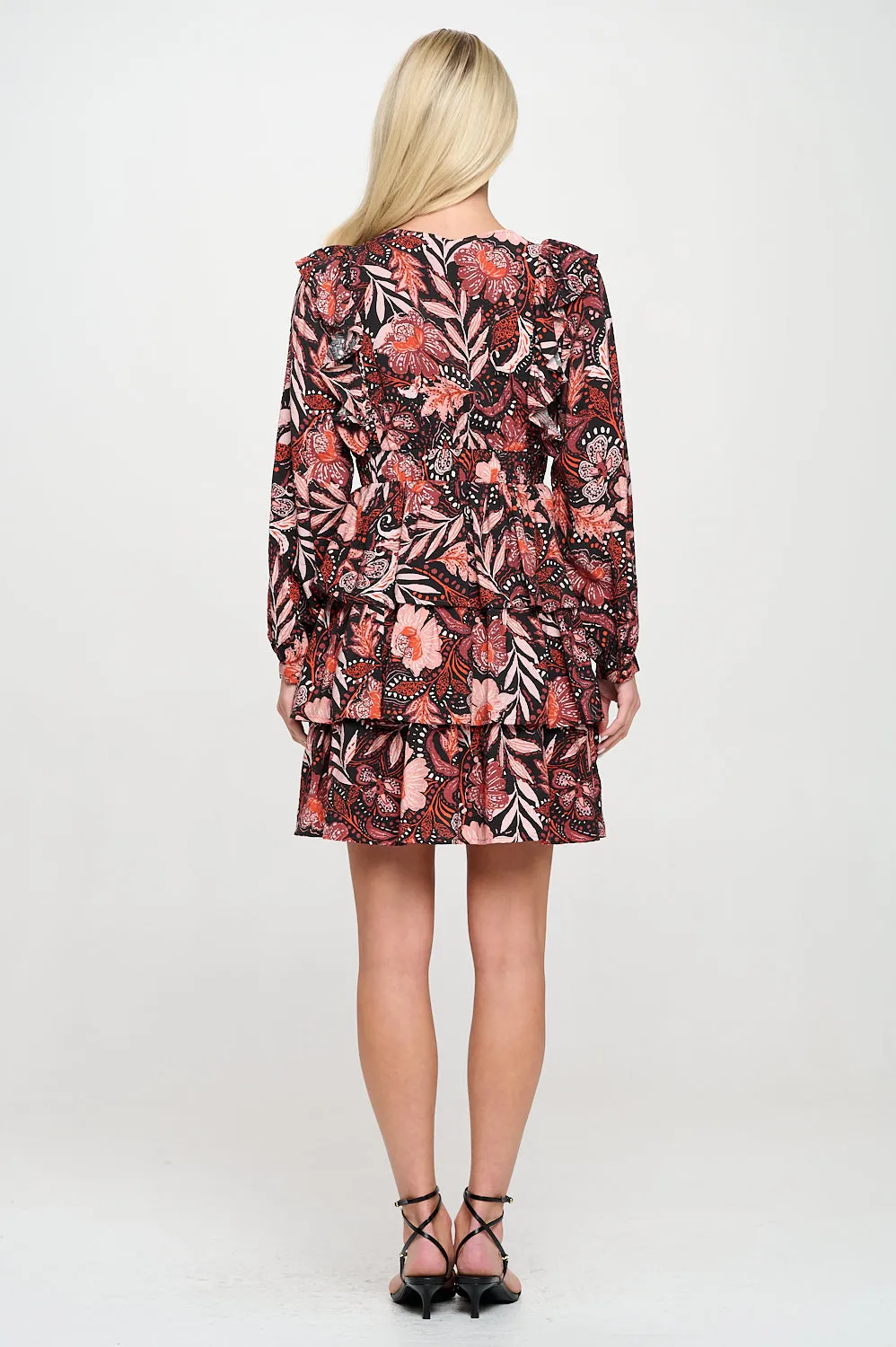 Vintage Floral Paisley Ruffle Dress