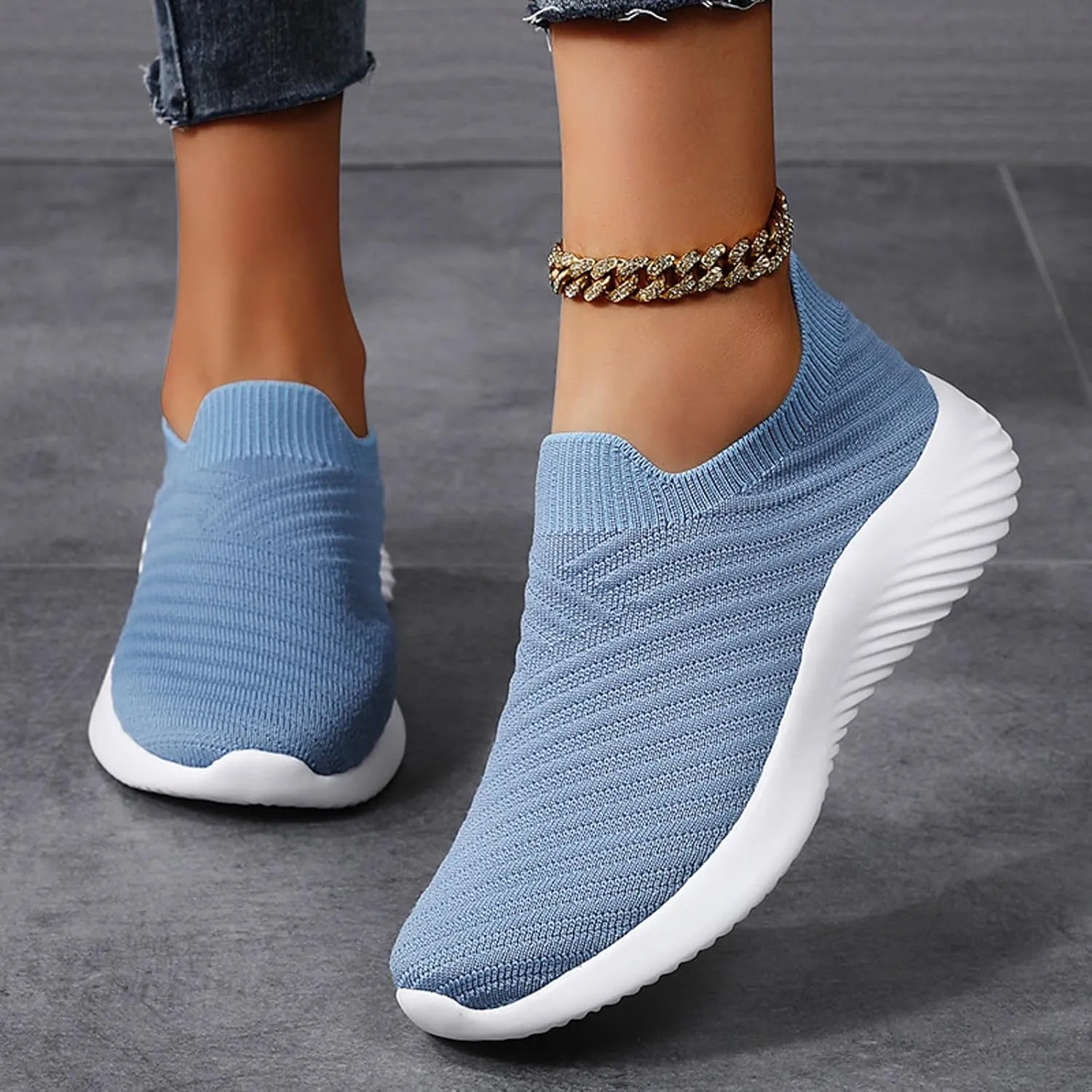 Walking Shoes Women Slip On Comfortable Lightweight Breathable Sock Shoe Casual Mesh Non Slip Tennis Workout Running Sneakers