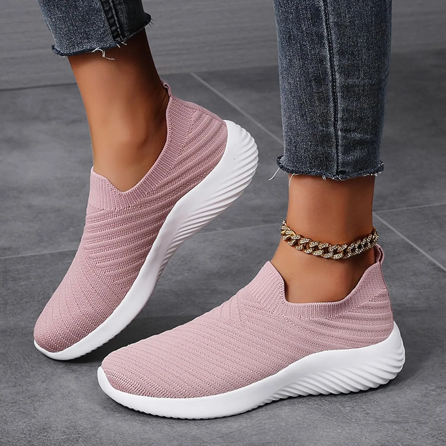 Walking Shoes Women Slip On Comfortable Lightweight Breathable Sock Shoe Casual Mesh Non Slip Tennis Workout Running Sneakers