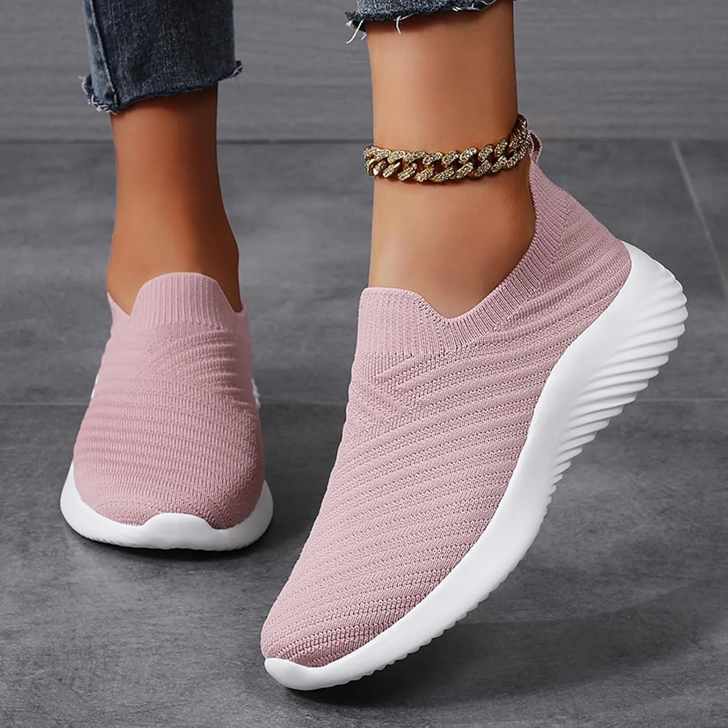 Walking Shoes Women Slip On Comfortable Lightweight Breathable Sock Shoe Casual Mesh Non Slip Tennis Workout Running Sneakers