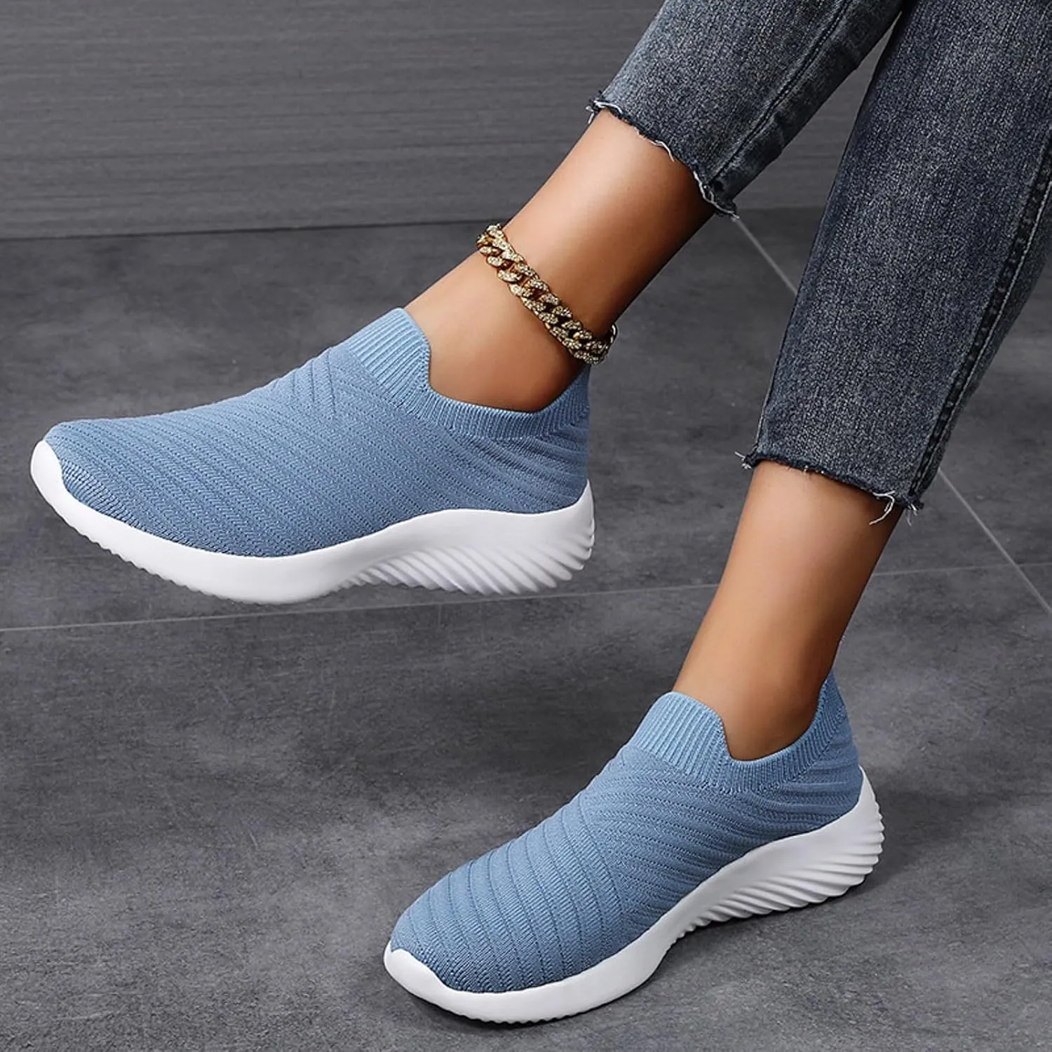 Walking Shoes Women Slip On Comfortable Lightweight Breathable Sock Shoe Casual Mesh Non Slip Tennis Workout Running Sneakers