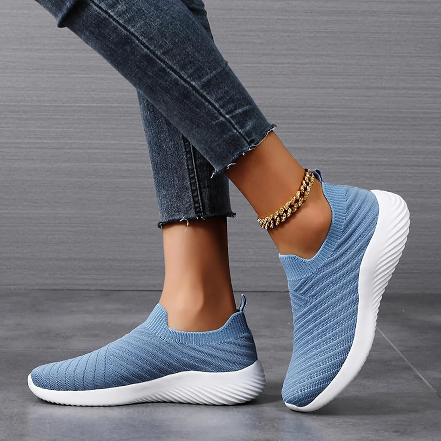 Walking Shoes Women Slip On Comfortable Lightweight Breathable Sock Shoe Casual Mesh Non Slip Tennis Workout Running Sneakers