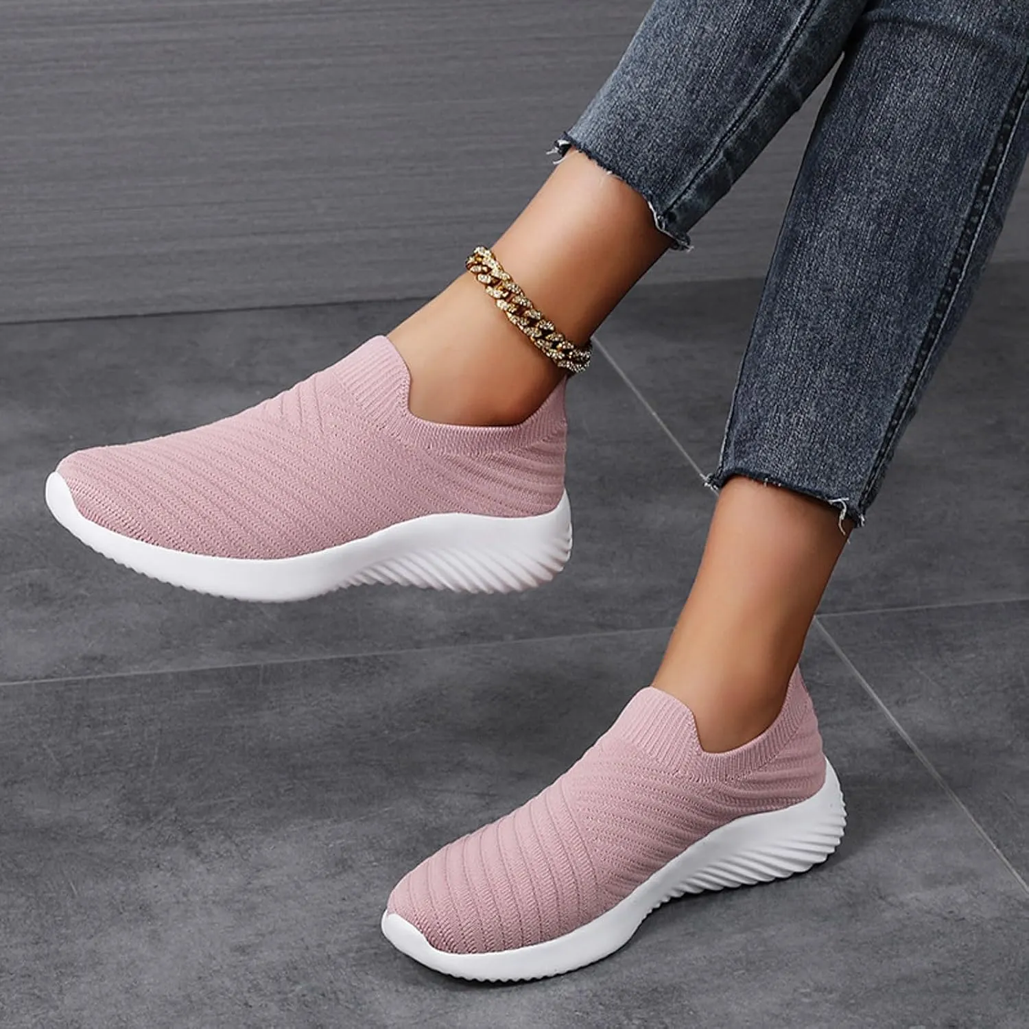 Walking Shoes Women Slip On Comfortable Lightweight Breathable Sock Shoe Casual Mesh Non Slip Tennis Workout Running Sneakers