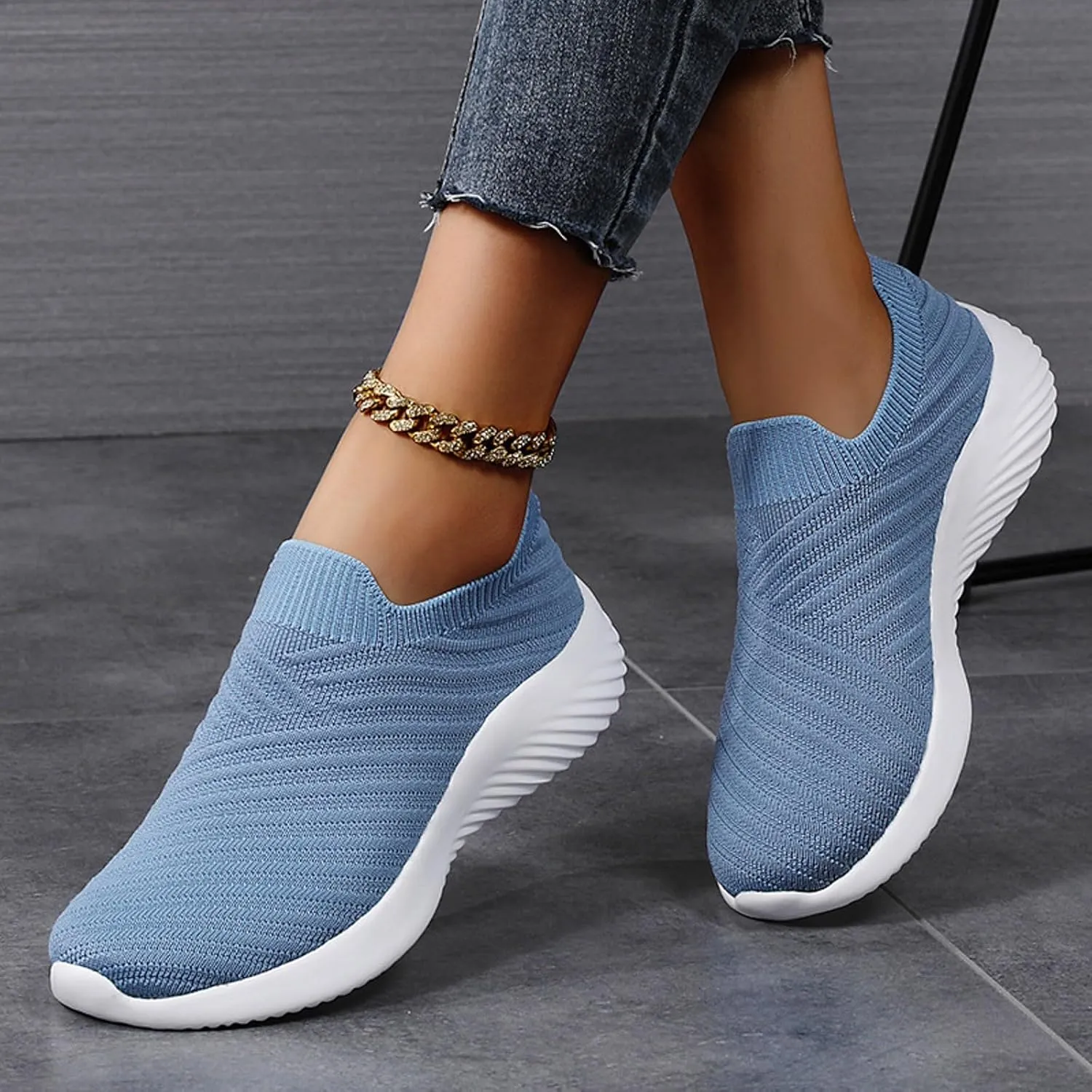 Walking Shoes Women Slip On Comfortable Lightweight Breathable Sock Shoe Casual Mesh Non Slip Tennis Workout Running Sneakers