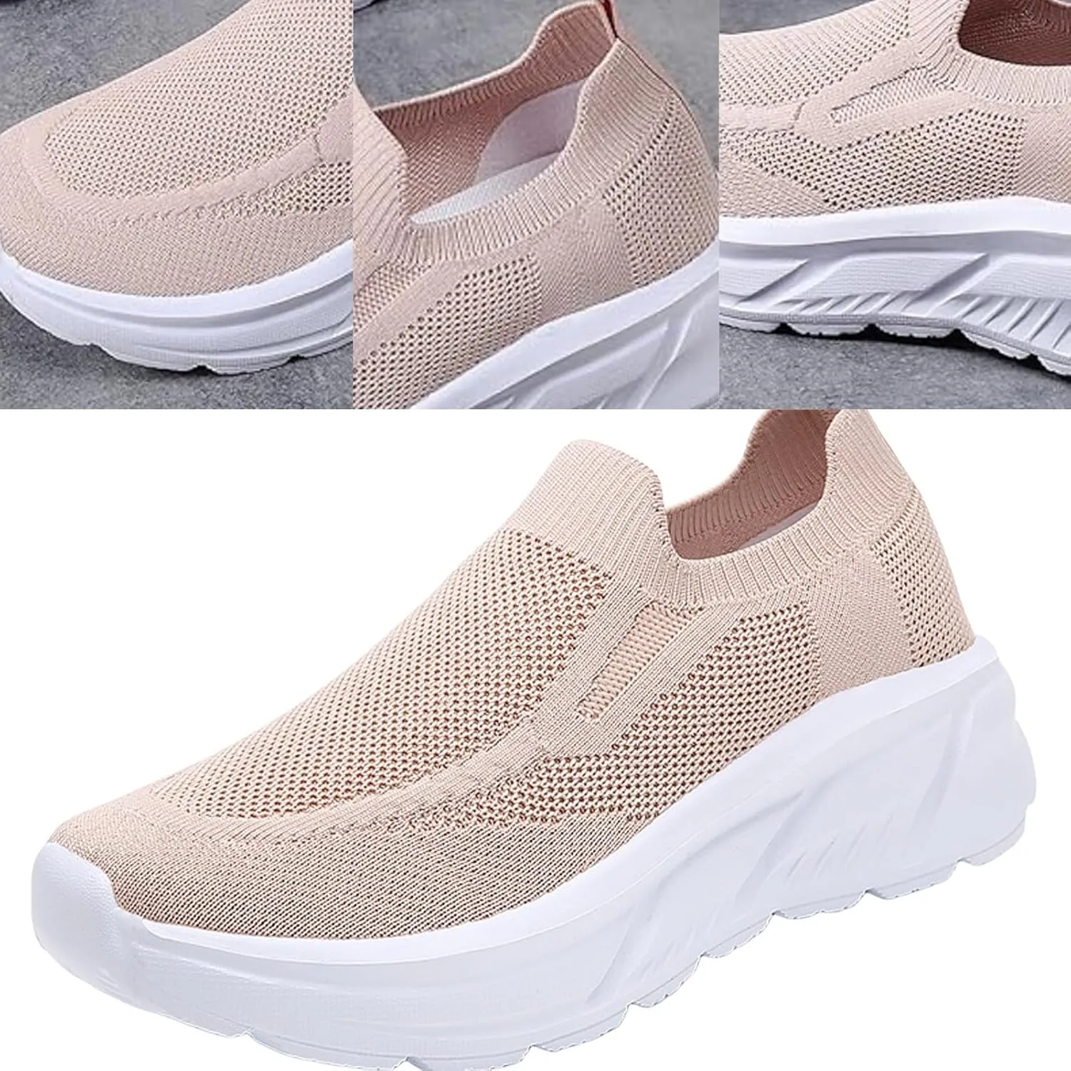 Walking Shoes Women Slip On Sneakers Casual Comfort Mesh Breathable Tennis Shoes Non Slip Workout Athletic Shoes