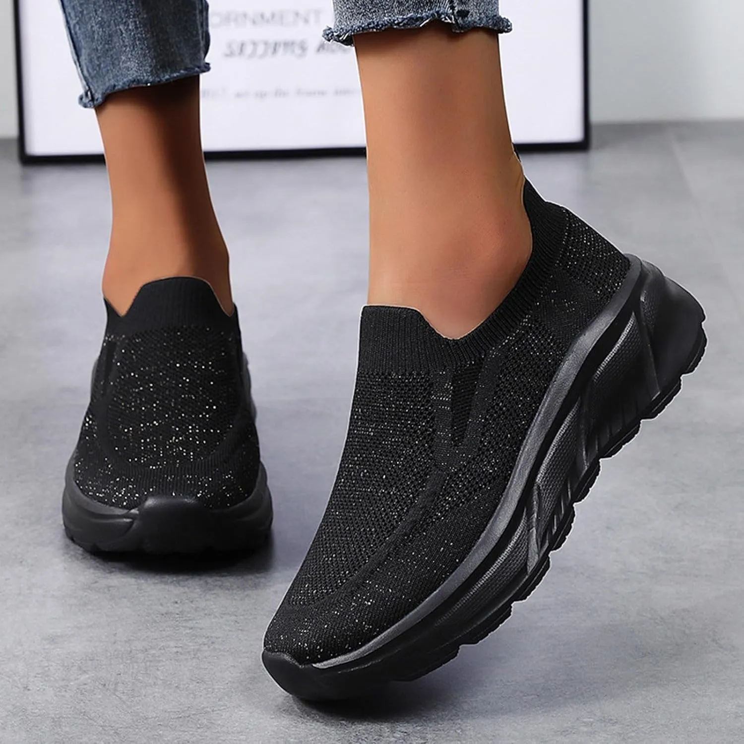Walking Shoes Women Slip On Sneakers Casual Comfort Mesh Breathable Tennis Shoes Non Slip Workout Athletic Shoes