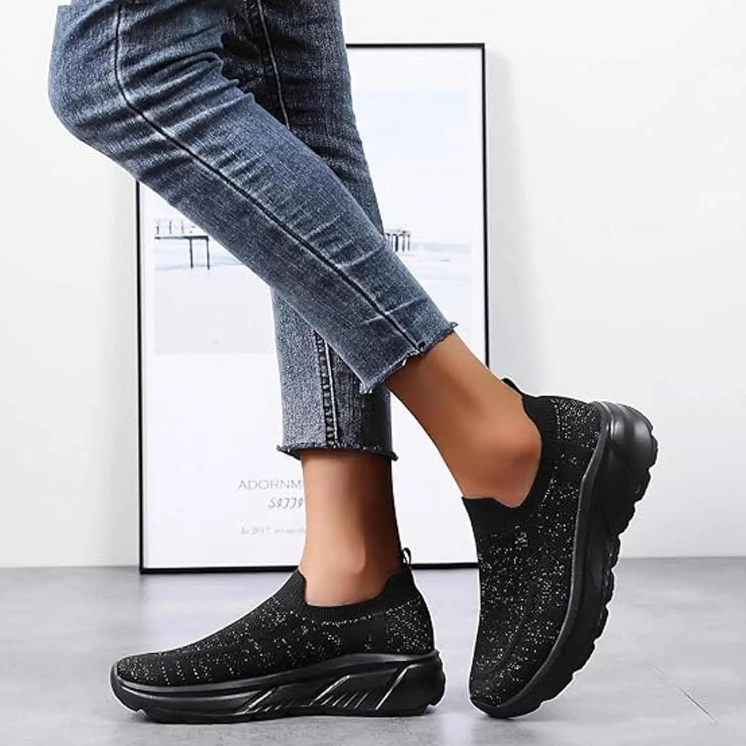 Walking Shoes Women Slip On Sneakers Casual Comfort Mesh Breathable Tennis Shoes Non Slip Workout Athletic Shoes