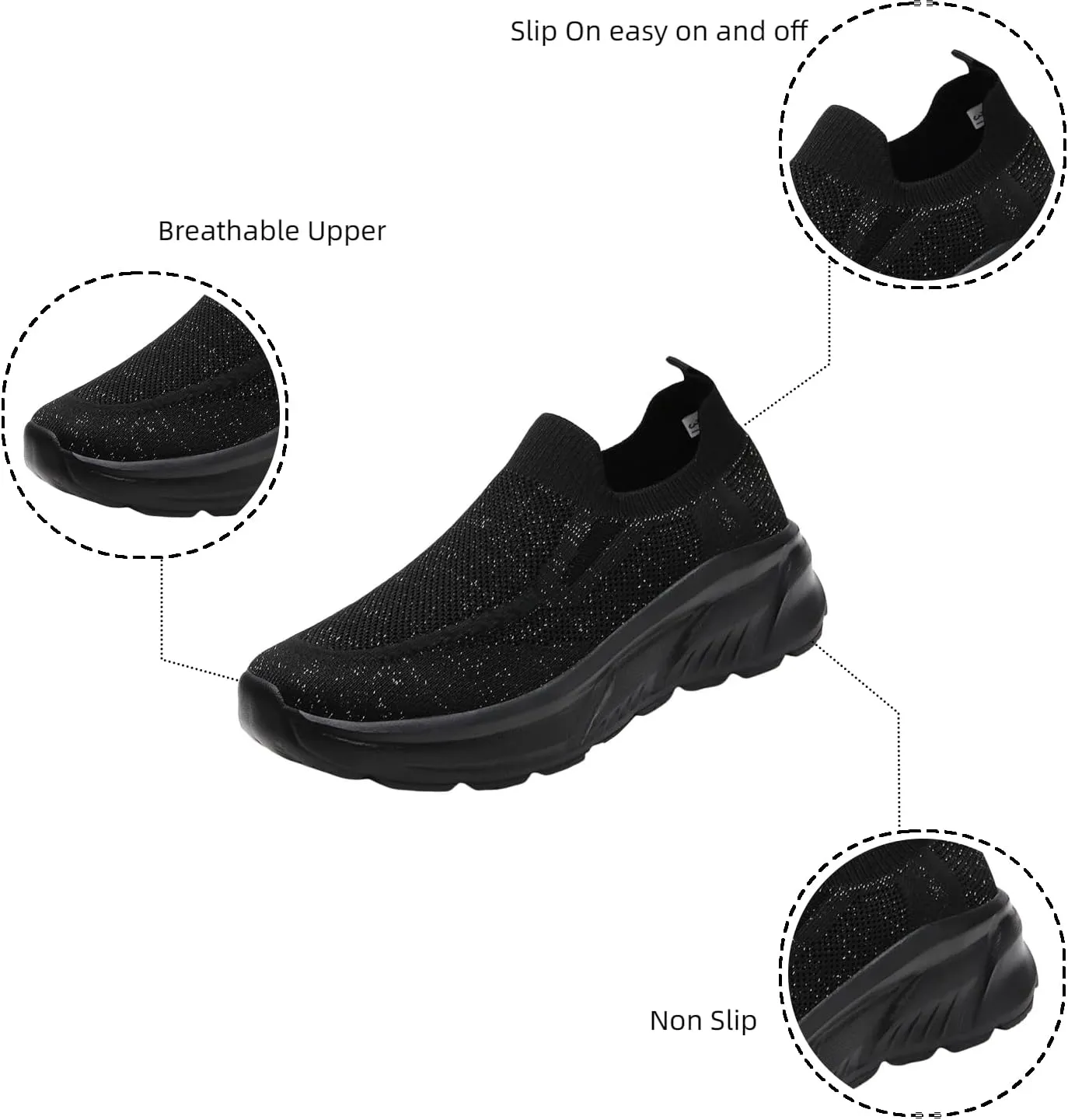 Walking Shoes Women Slip On Sneakers Casual Comfort Mesh Breathable Tennis Shoes Non Slip Workout Athletic Shoes