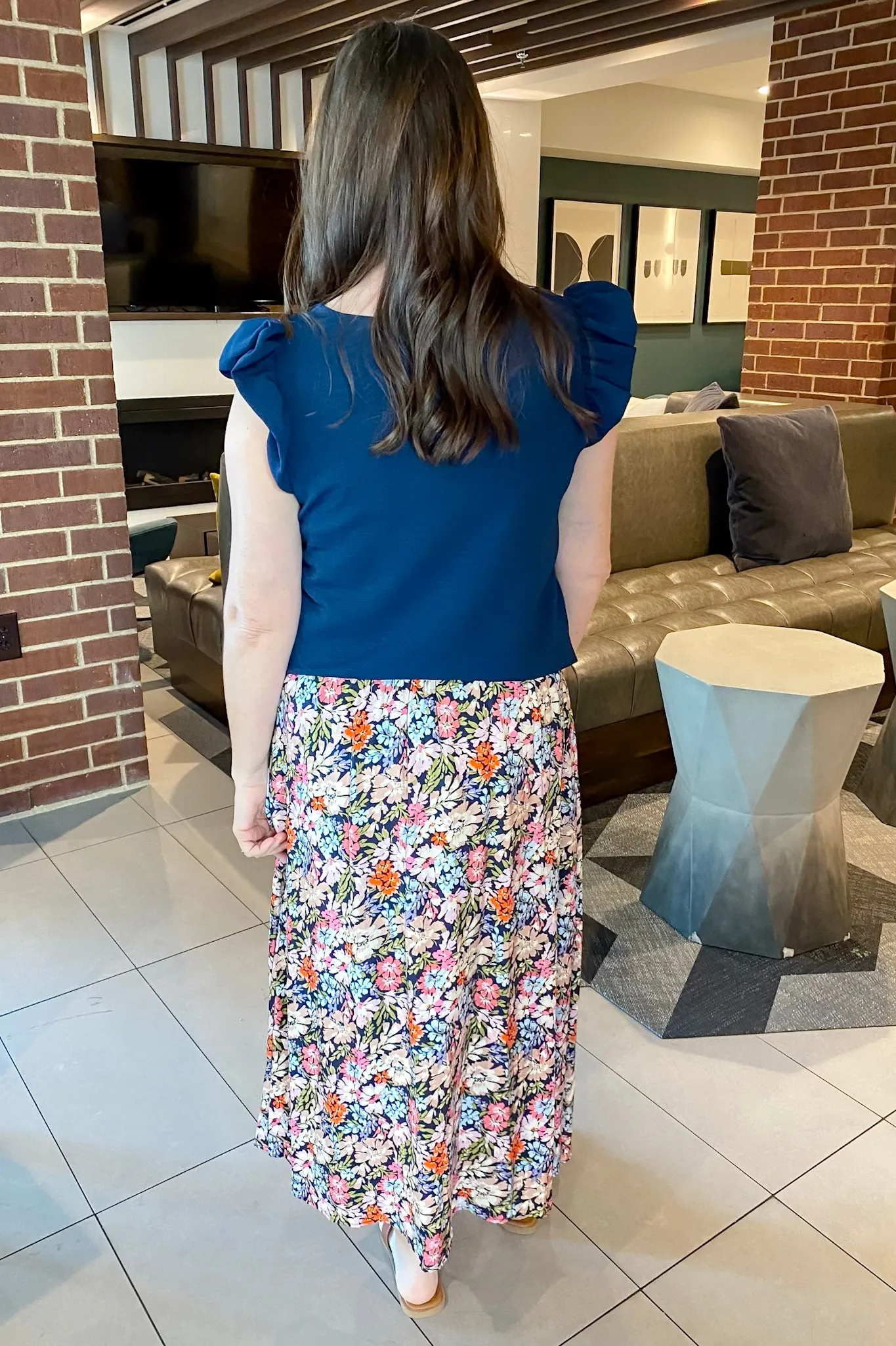 What To Do Floral Print Midi Skirt