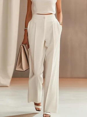 White Casual Straight-Leg Pants White Casual Straight-Leg Pants
