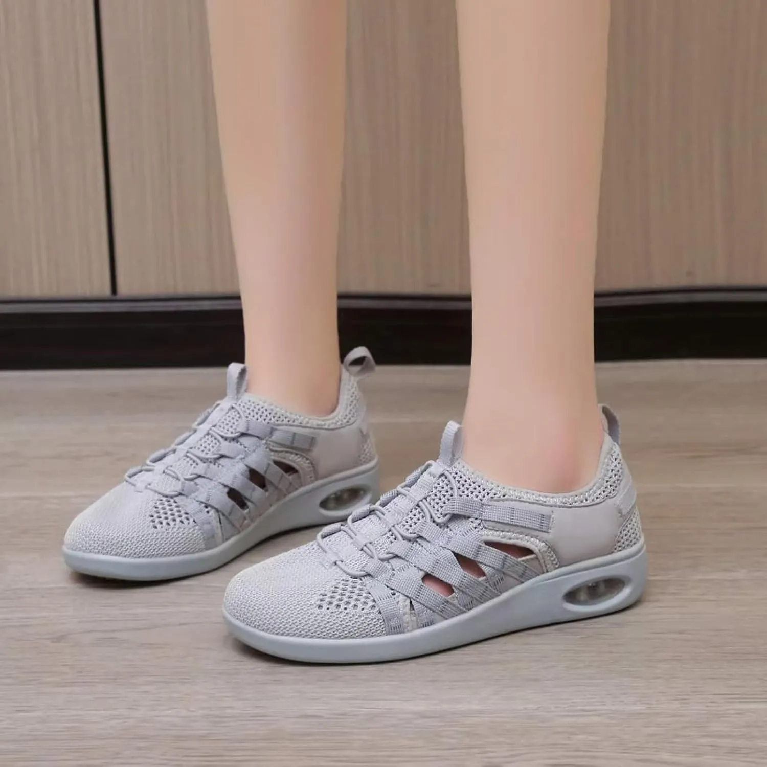 Womens Breathable Mesh Air Cushion Slip-On Loafers Summer Lightweight Casual Nurse Workout Walking Shoes