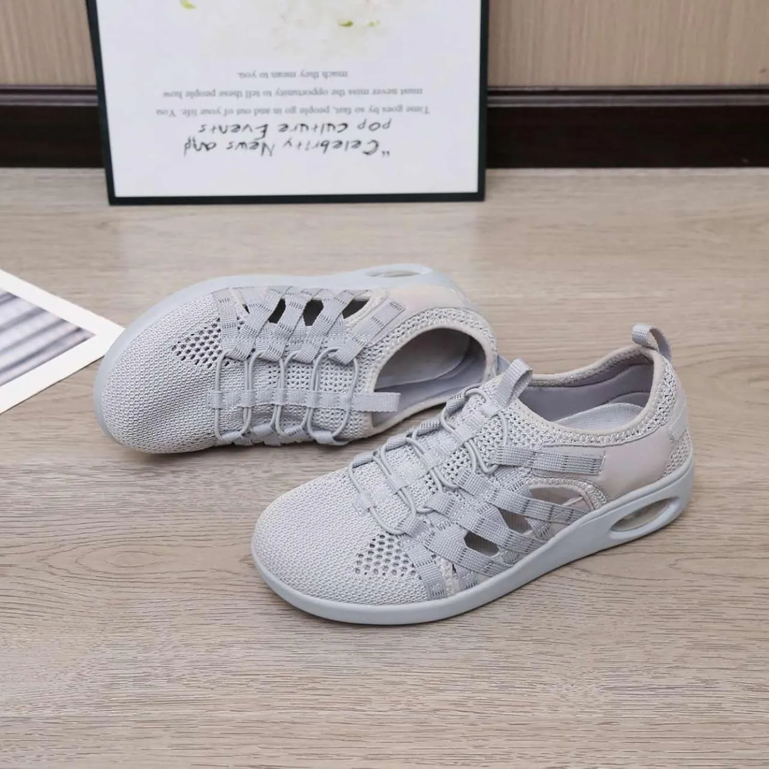 Womens Breathable Mesh Air Cushion Slip-On Loafers Summer Lightweight Casual Nurse Workout Walking Shoes