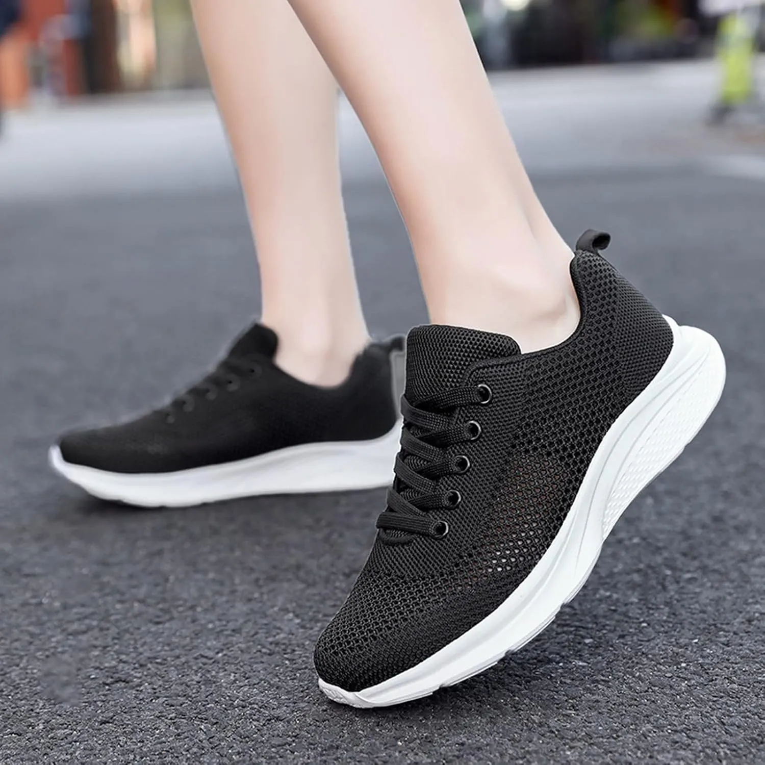 Women's Lace Up Walking Running Shoes Tennis Casual Womens Tennis Shoes Jogging Women's Shoes Casual Black Sneakers Slip On Tennis Shoe Trainers Shoe