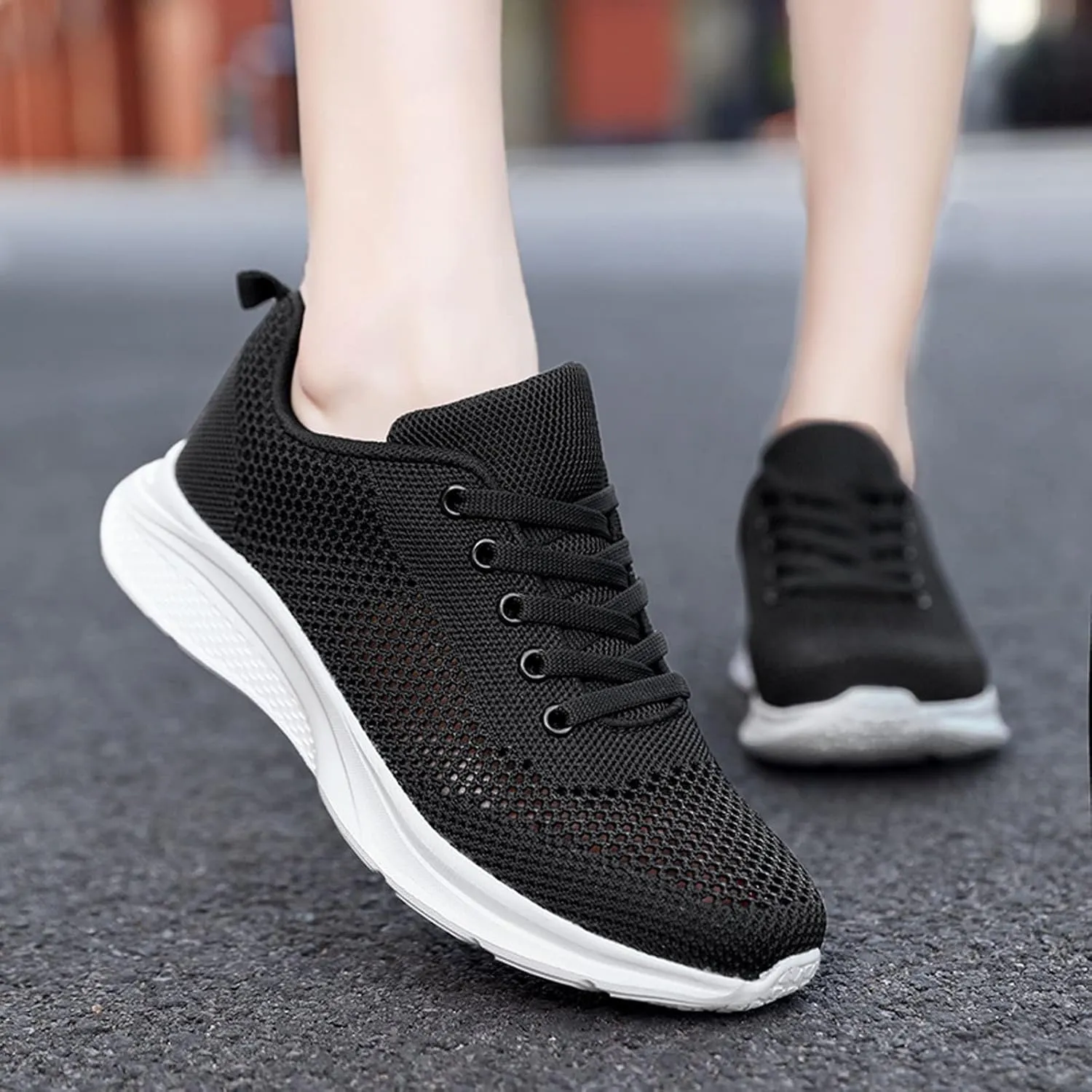 Women's Lace Up Walking Running Shoes Tennis Casual Womens Tennis Shoes Jogging Women's Shoes Casual Black Sneakers Slip On Tennis Shoe Trainers Shoe