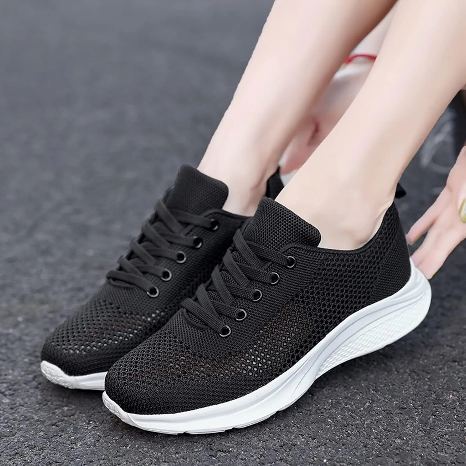 Women's Lace Up Walking Running Shoes Tennis Casual Womens Tennis Shoes Jogging Women's Shoes Casual Black Sneakers Slip On Tennis Shoe Trainers Shoe