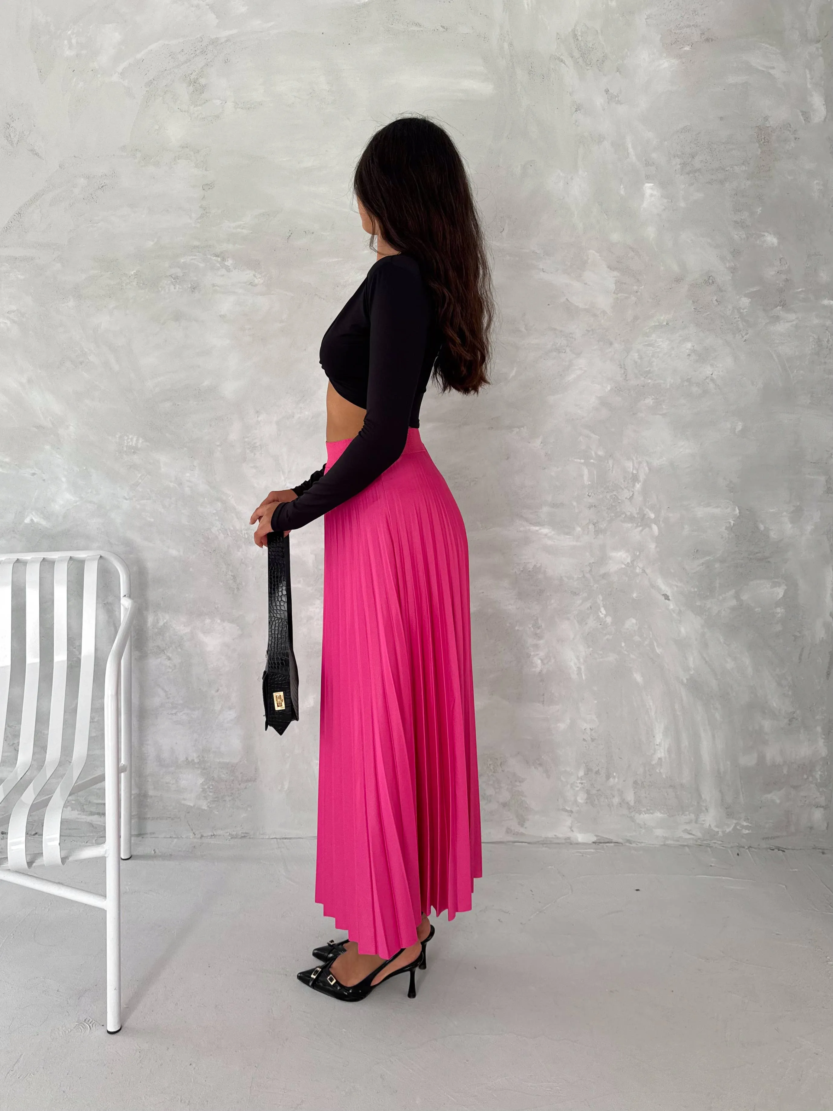 Women's Pleated Skirt Long Solid Color Skirt Modest Skirt: Beige / L/XL