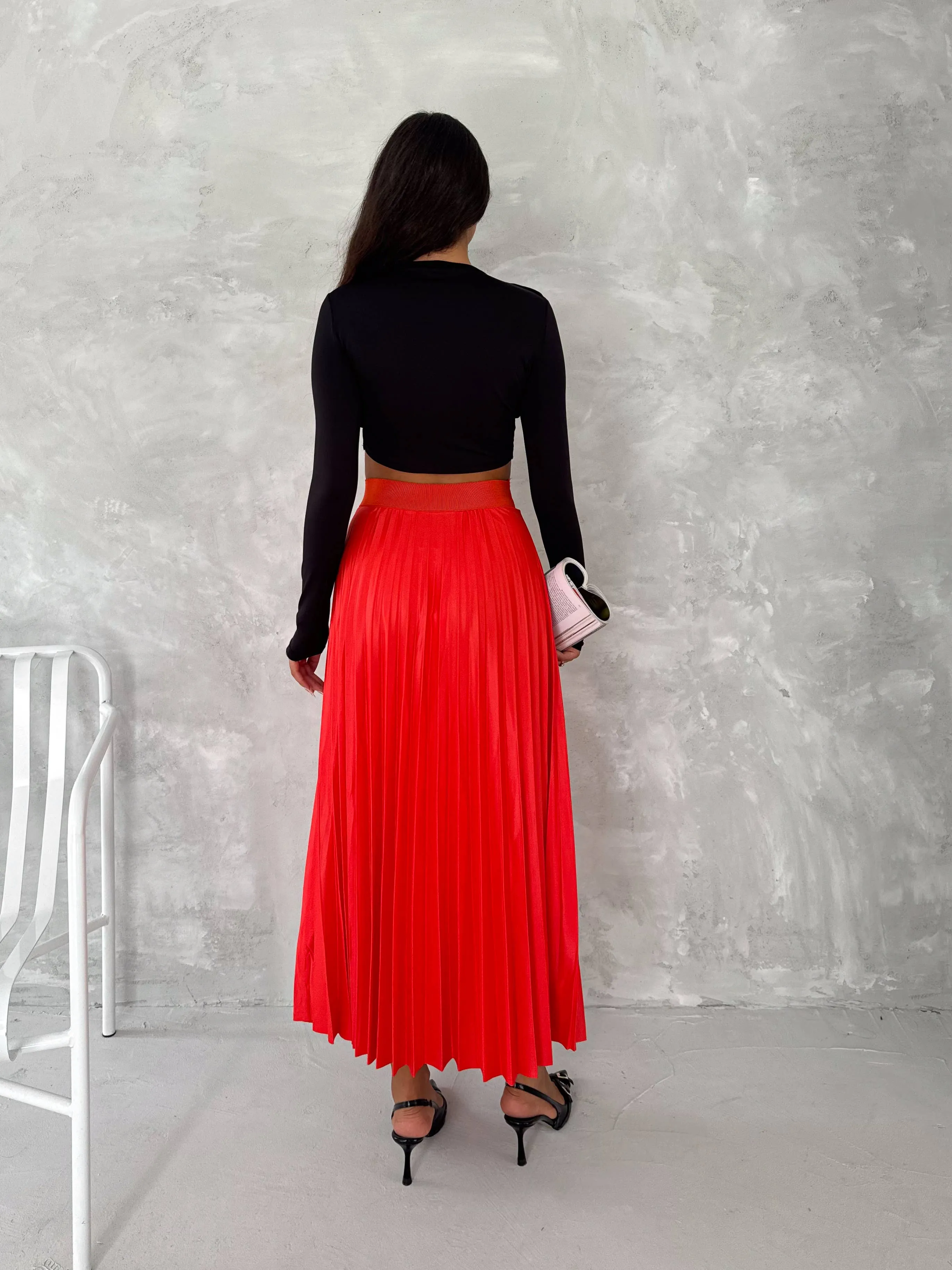 Women's Pleated Skirt Long Solid Color Skirt Modest Skirt: Beige / L/XL