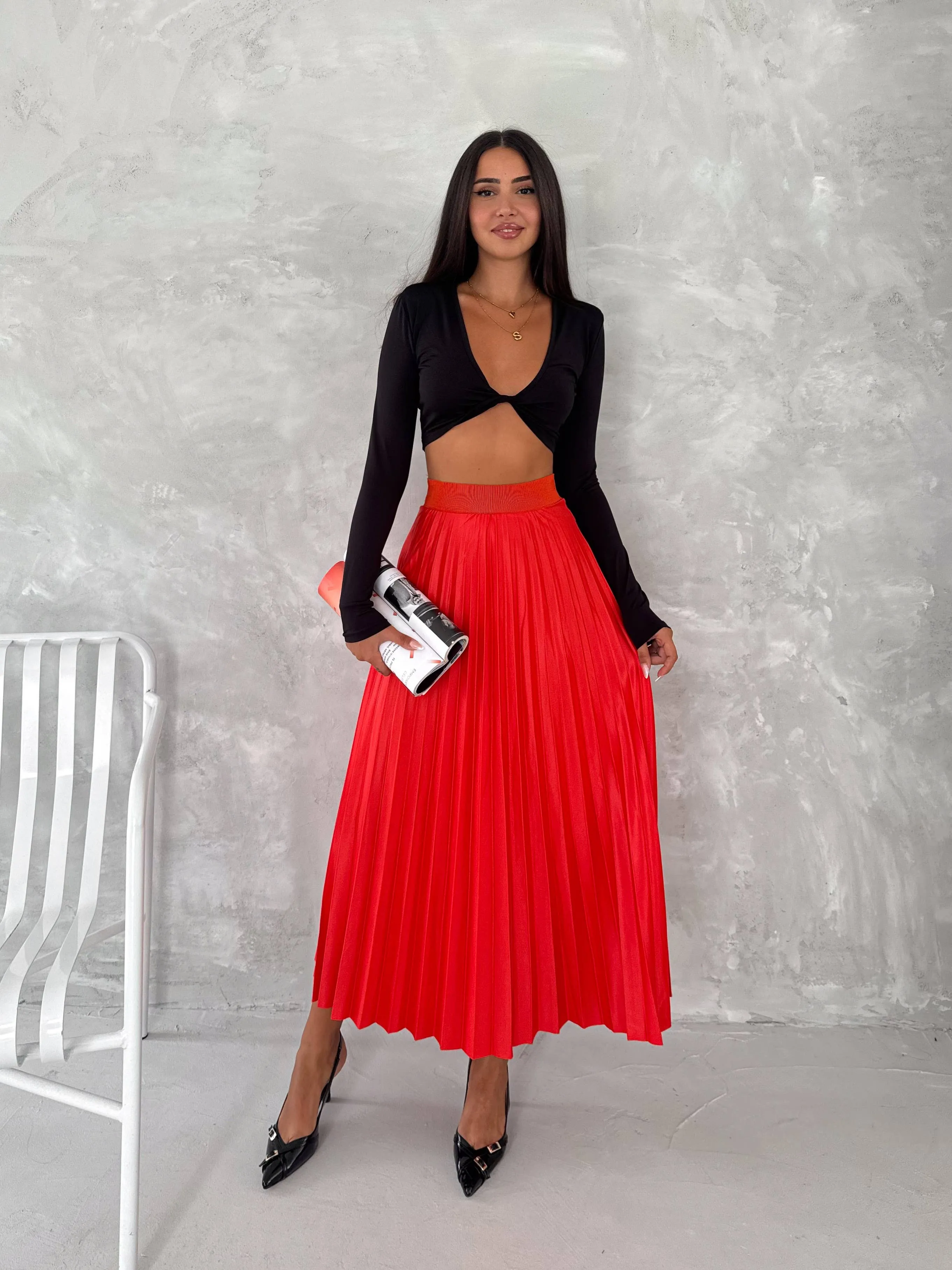 Women's Pleated Skirt Long Solid Color Skirt Modest Skirt: Beige / L/XL