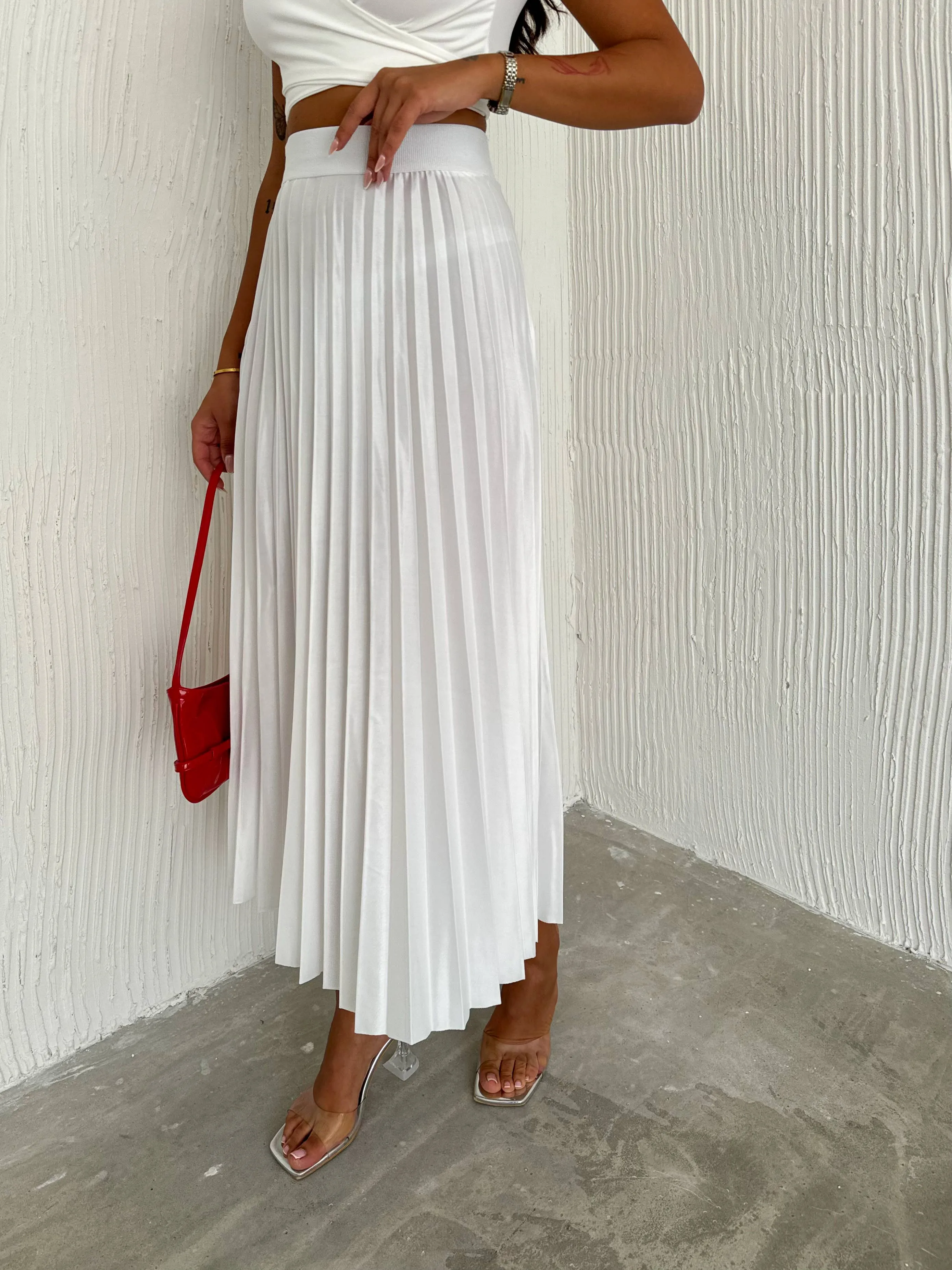 Women's Pleated Skirt Long Solid Color Skirt Modest Skirt: Black / L/XL