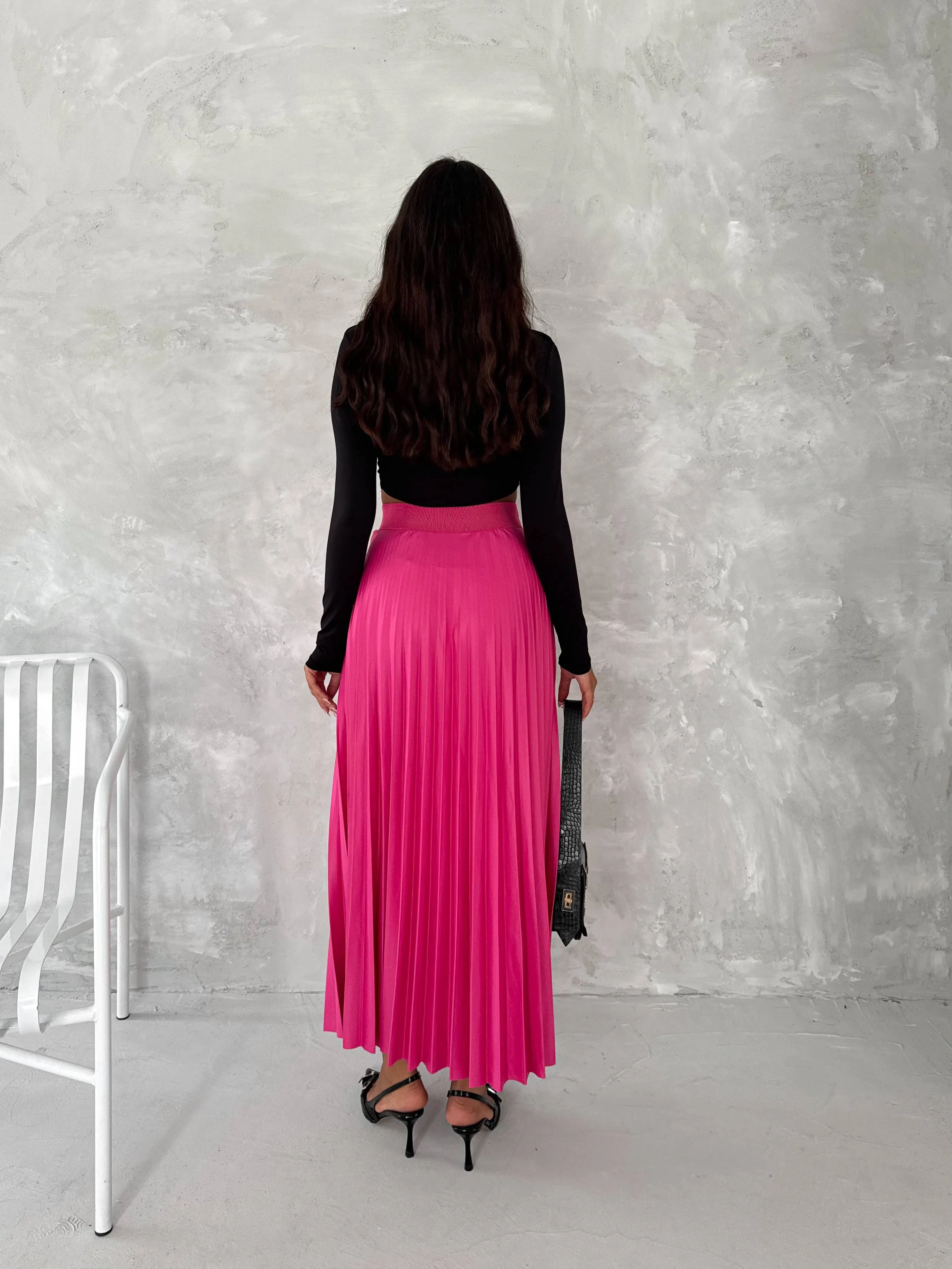 Women's Pleated Skirt Long Solid Color Skirt Modest Skirt: Black / S/M