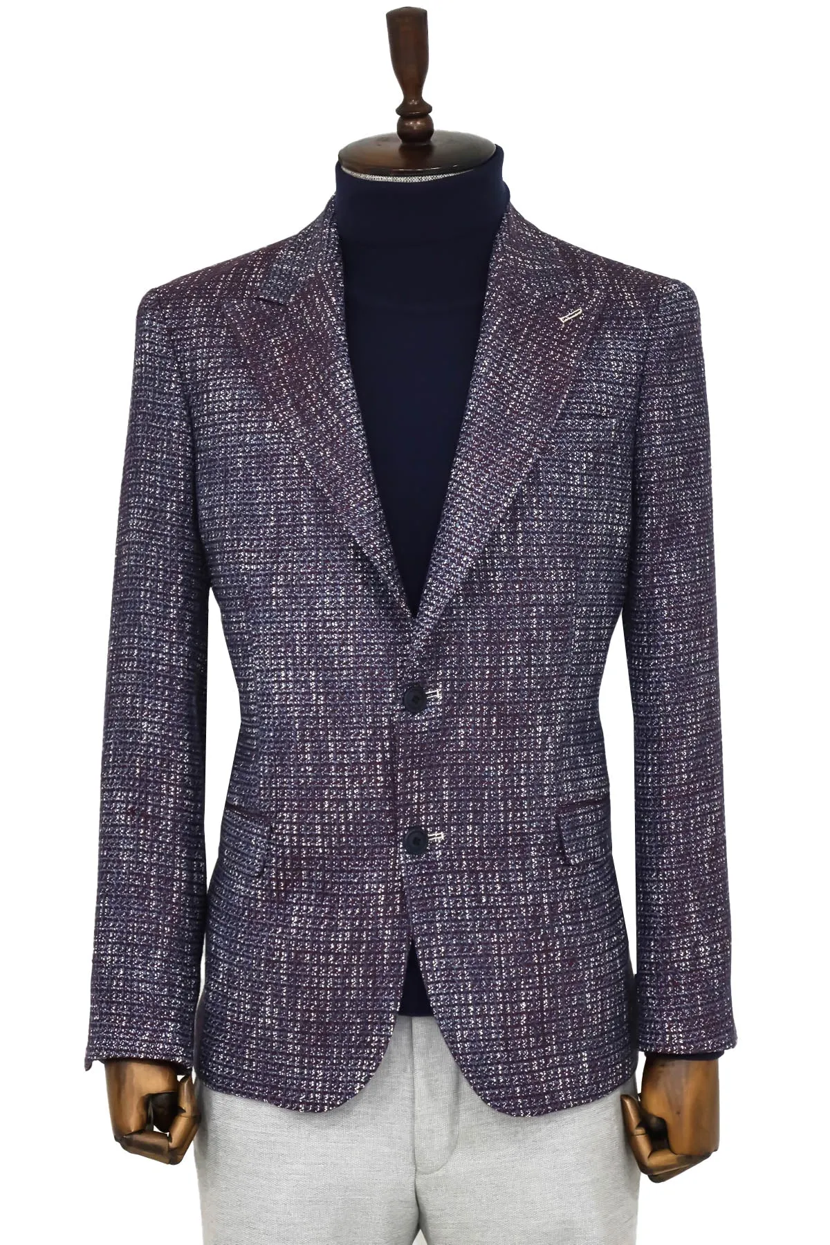 WSS Slim Fit Patterned Sport Purple Men Blazer  - Singen