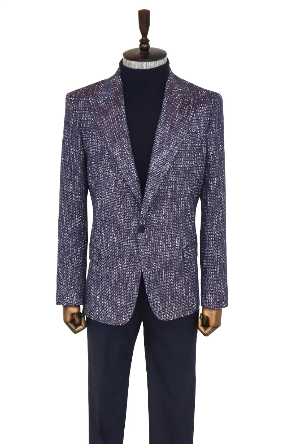 WSS Slim Fit Patterned Sport Purple Men Blazer  - Singen
