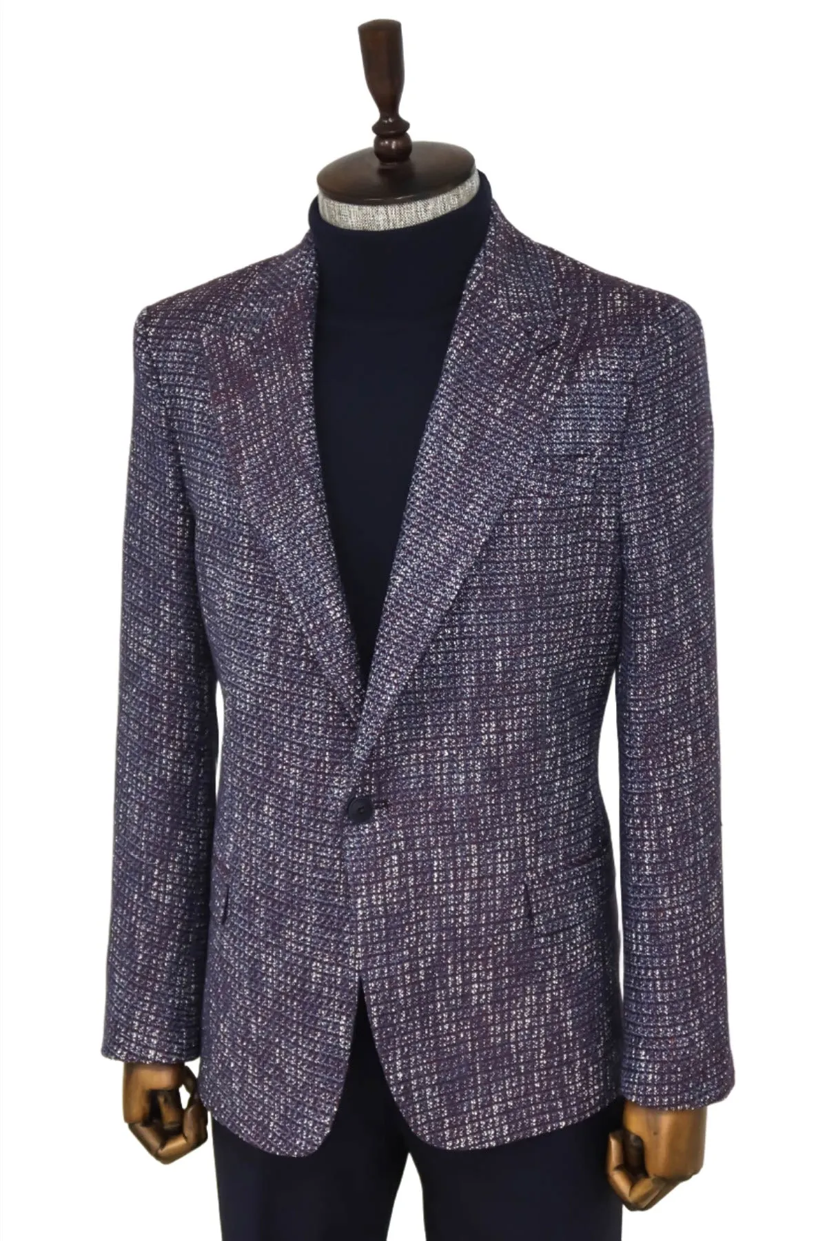 WSS Slim Fit Patterned Sport Purple Men Blazer  - Singen