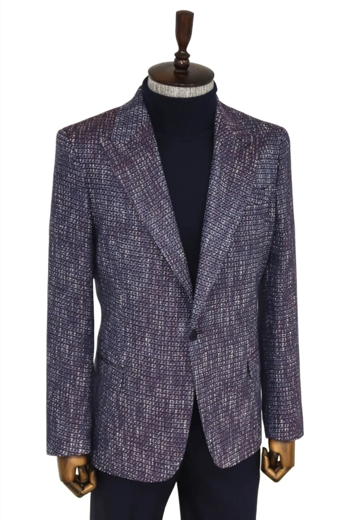 WSS Slim Fit Patterned Sport Purple Men Blazer  - Singen