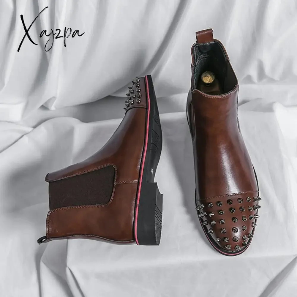 Xajzpa - Oxfords Men Shoes Red Sole Fashion Business Casual Party Banquet Daily Retro Carved Lace-up Brogue Dress Shoes
