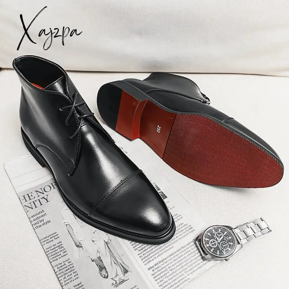 Xajzpa - Oxfords Men Shoes Red Sole Fashion Business Casual Party Banquet Daily Retro Carved Lace-up Brogue Dress Shoes