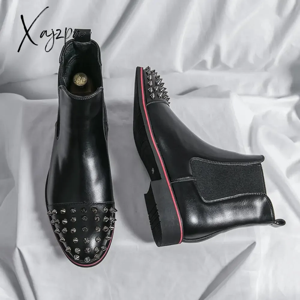 Xajzpa - Oxfords Men Shoes Red Sole Fashion Business Casual Party Banquet Daily Retro Carved Lace-up Brogue Dress Shoes